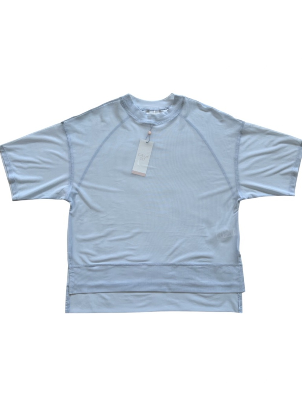 Calia Oversized Light Blue Mesh Tee | XS NWT-Sheer Athletic Top